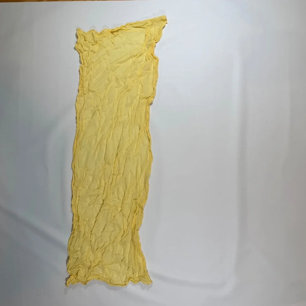 VTG Yellow Crinkle‎ Gauze Scarf Lightweight Boho Cottagecore Fairy Sun Wrap